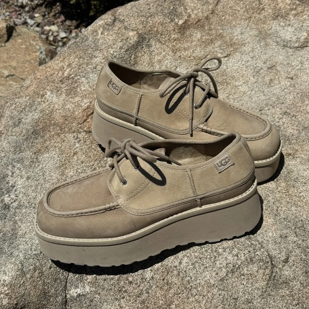 UGG Cityfunc Platform Derby Shoes Women's 9.5 Water Resistant Suede NEW